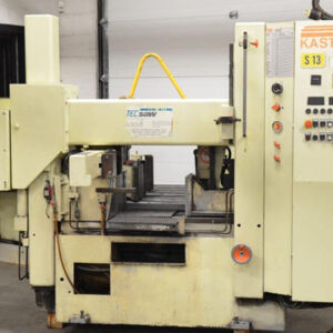 Win Win company’s Kasto HBA 420 AU dual column automatic horizontal band saw with control panel and cutting zone, available to buy now for efficient and precise industrial metal cutting operations.